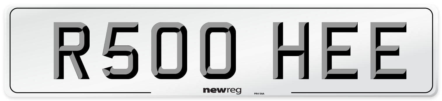 R500 HEE Number Plate from New Reg